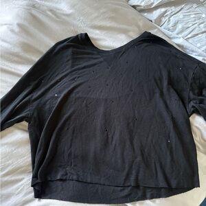 Z Supply Long Sleeve Top with small black rhinestones